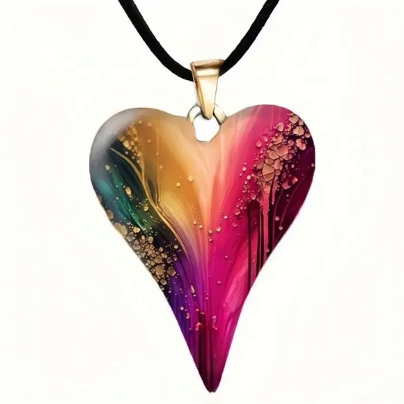Colorful Heart Pendant Necklace - Picture 2 of 5